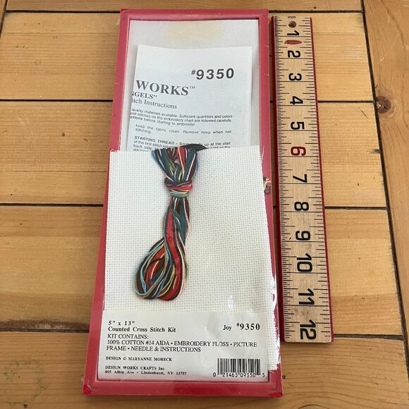 Joy Angels Counted Cross Stitch Kit #9350 Design Works New w/ Frame Xmas Holiday - Picture 2 of 4